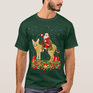 Ugly Savannah Cat Gift Santa Riding Savannah Cat C T-Shirt