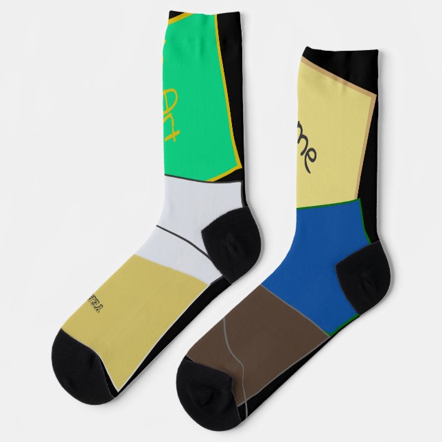 Ugly squares, text and colors socks (Left)
