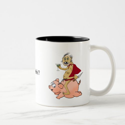 Ugly super guy on pig Got covfefe Two_Tone Coffee Mug
