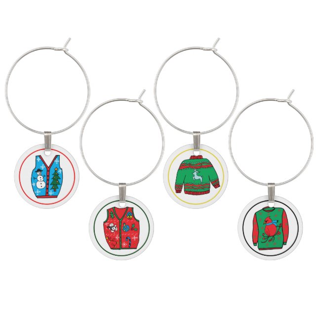 Ugly Sweater 2 Christmas Wine Charm (Staggered)