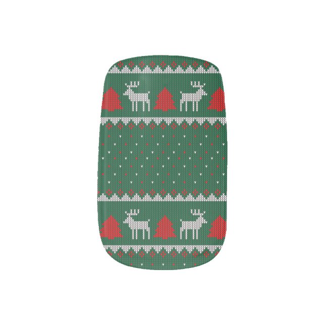Ugly Sweater 60's 70's retro Groovy Festive Hippie Minx Nail Art (Left Thumb)