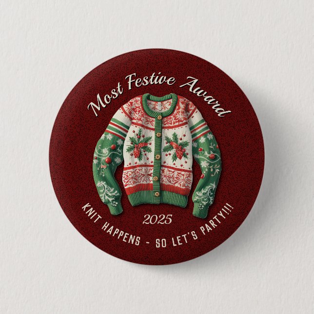 Ugly Sweater Award Party Button (Front)