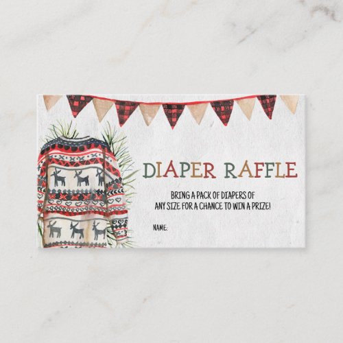 Ugly Sweater Baby Shower Diaper Raffle Business Card