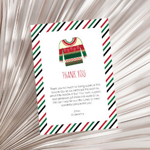 Ugly Sweater Baby Shower Flat Thank You Card