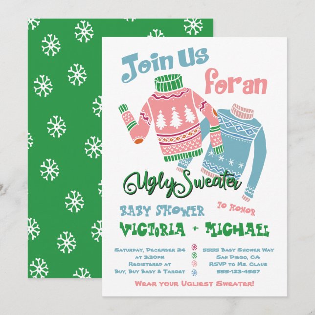 Ugly Sweater Baby Shower Invitation (Front/Back)