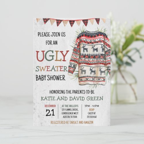 Ugly Sweater Baby Shower Invitation 