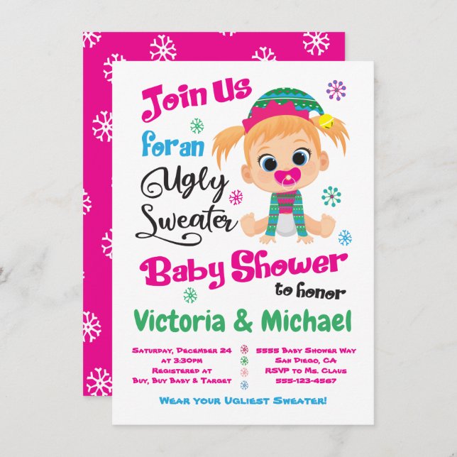 Ugly Sweater Baby Shower Invitation (Front/Back)