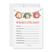 Ugly Sweater Baby Shower Wishes for Baby Note Card