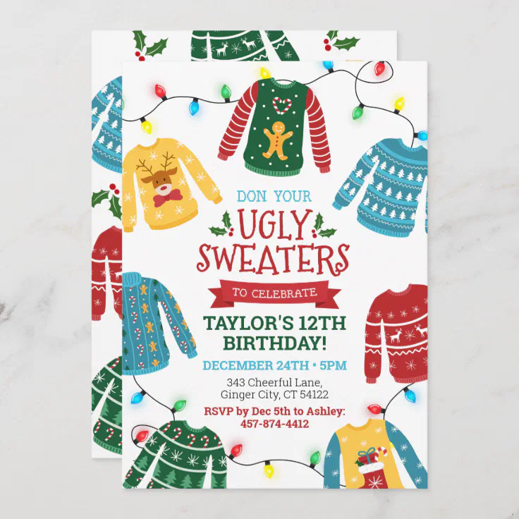Ugly Sweater Birthday Invitation Zazzle