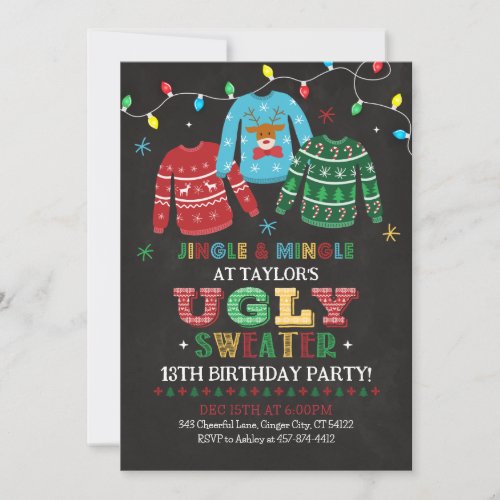 Ugly Sweater Birthday Invitation Ugly Sweater Invitation
