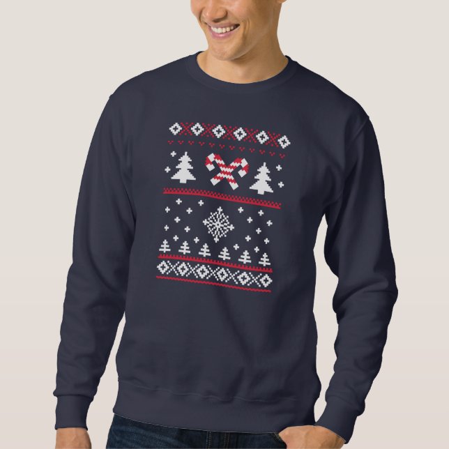 Ugly Sweater Candy Cane Christmas Sweater Fun (Front)