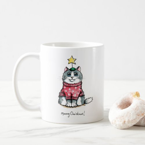 Ugly Sweater Cat _ Meowy Christmas Coffee Mug