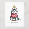 Ugly Sweater Cat - Meowy Christmas Postcard