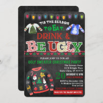 Ugly Sweater Chalkboard Christmas Party Invitation