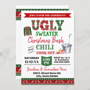 Ugly Sweater & Chili Cook Off Christmas Bash Invitation