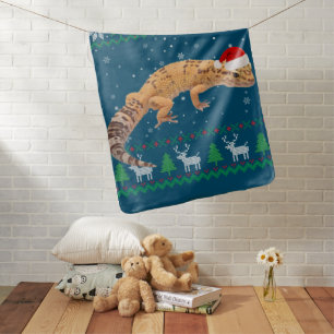 Ugly Sweater Christmas Animals Santa Leopard Gecko Baby Blanket