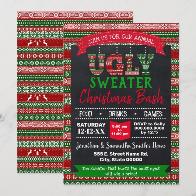 Ugly sweater Christmas annual party Invitation (Front/Back)