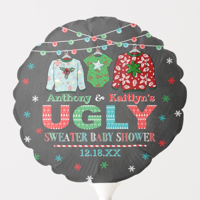 Ugly Sweater Christmas Baby Shower Balloon (Front)