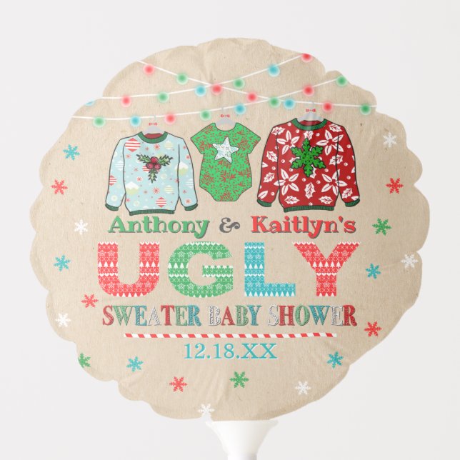 Ugly Sweater Christmas Baby Shower  Balloon (Front)