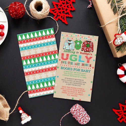 Ugly Sweater Christmas Baby Shower Books For Baby Enclosure Card