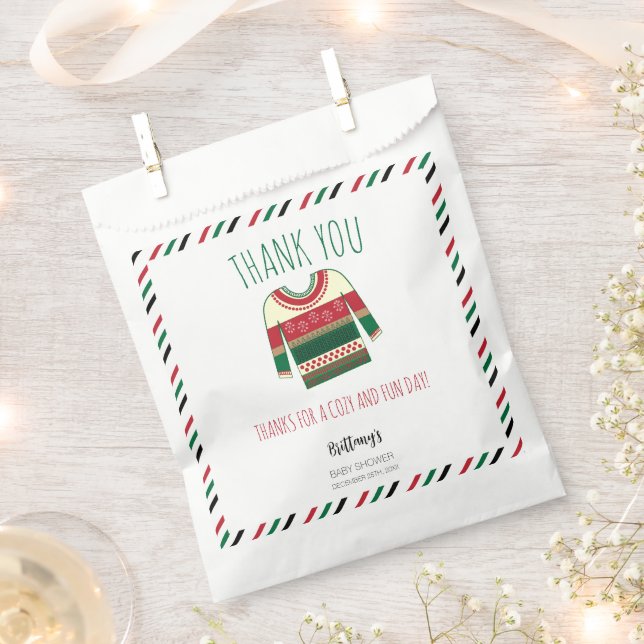 Ugly Sweater Christmas Baby Shower  Favor Bag (Clipped)