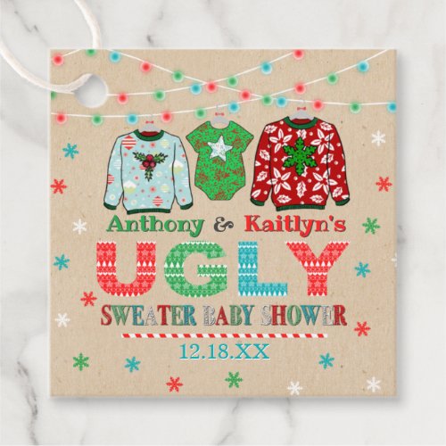 Ugly Sweater Christmas Baby Shower Favor Tags