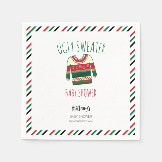 Ugly Sweater Christmas Baby Shower  Napkins (Front)