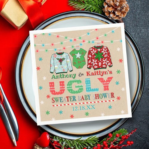 Ugly Sweater Christmas Baby Shower Napkins