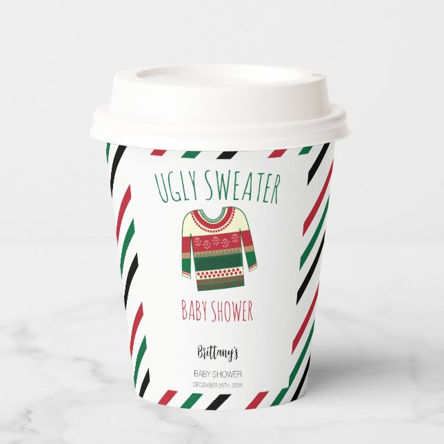 Ugly Sweater Christmas Baby Shower  Paper Cups (Front)