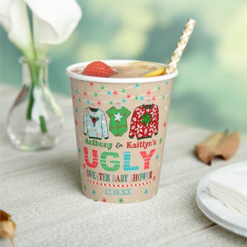 Ugly Sweater Christmas Baby Shower Paper Cups