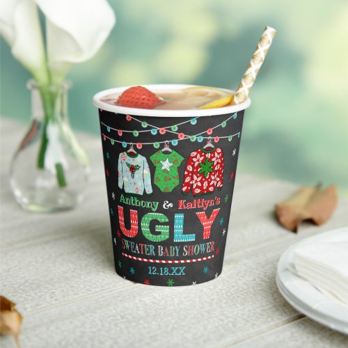 Ugly Sweater Christmas Baby Shower Paper Cups