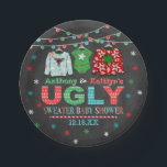 Ugly Sweater Christmas Baby Shower Paper Plates<br><div class="desc">Celebrate in style with these trendy baby shower paper plates. The design is easy to personalize with your own wording and your family and friends will be thrilled when they see these fabulous party plates.</div>