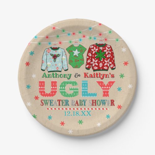 Ugly Sweater Christmas Baby Shower Paper Plates