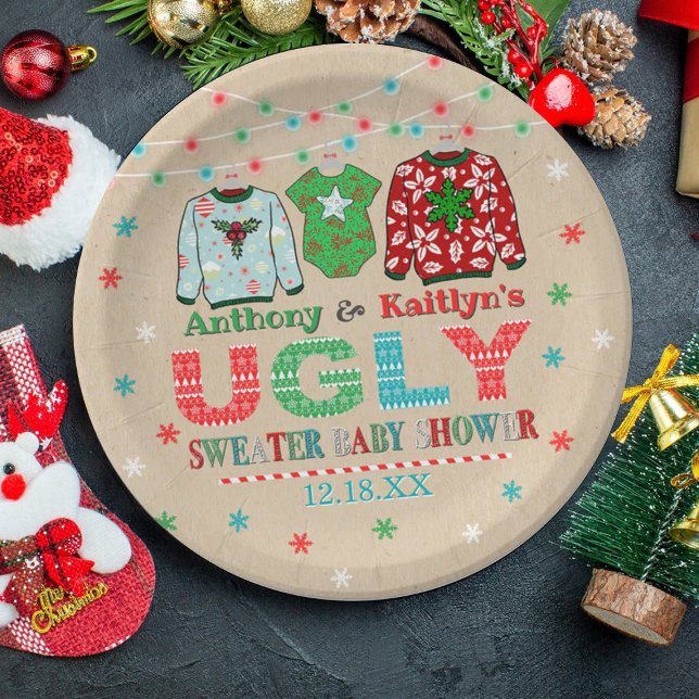 Ugly Sweater Christmas Baby Shower Paper Plates (Creator Uploaded)