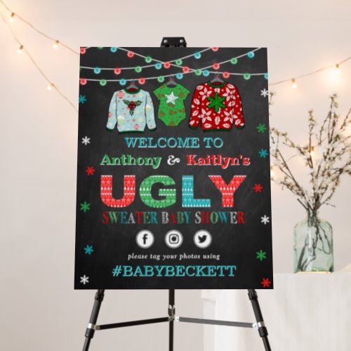 Ugly Sweater Christmas Baby Shower Welcome Foam Board