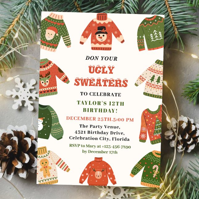 Ugly Sweater Christmas Birthday party  Invitation (Creator Uploaded)