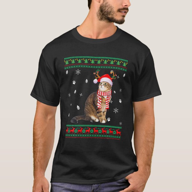 Ugly Sweater Christmas Cat Kitty Santa Reindeer (Front)