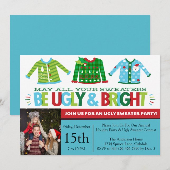 Ugly Sweater Christmas celebration Party Invitation (Front/Back)