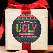 Ugly Sweater Christmas Chalkboard Nordic Knit Name