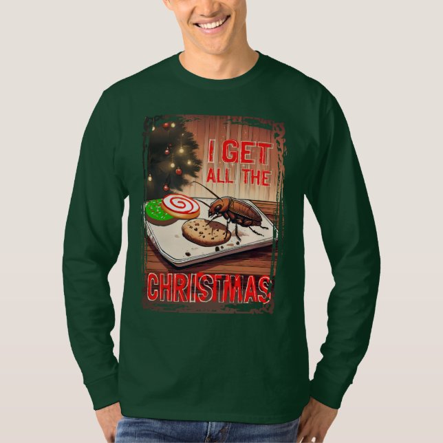 Ugly sweater Christmas cockroach eating cookies (Front)