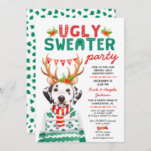 Ugly Sweater Christmas Dalmatian Dog Holiday Party Invitation