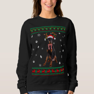 Ugly Sweater Christmas Doberman Dog Santa Reindeer