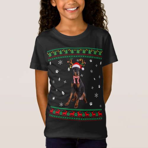 Ugly Sweater Christmas Doberman Dog Santa Reindeer