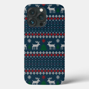 Ugly Sweater Christmas Faux Knit Pattern iPhone 13 Pro Case