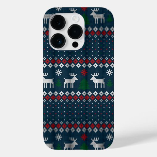 Ugly Sweater Christmas Faux Knit Pattern Holidays Case_Mate iPhone 14 Pro Case