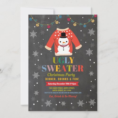 Ugly Sweater Christmas Festive Jumpers Party Invitation