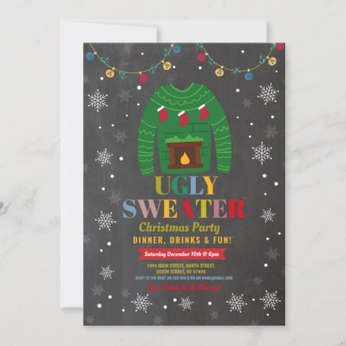 Ugly Sweater Christmas Festive Jumpers Party Invitation