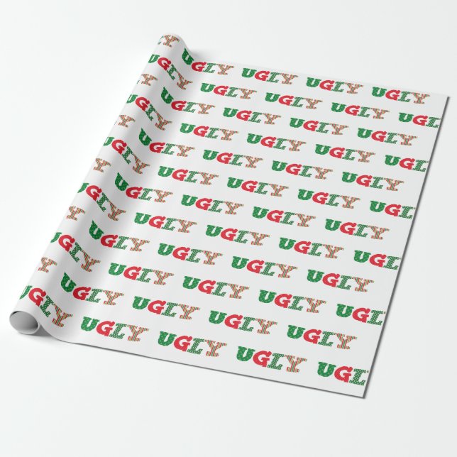 Ugly Sweater Christmas Gift Wrapping Paper (Unrolled)