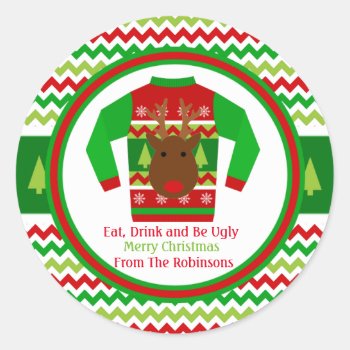 Ugly Sweater Christmas Holiday Gift Tag by TiffsSweetDesigns at Zazzle