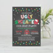 Ugly sweater Christmas holiday party chalkboard Invitation (Standing Front)